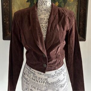Frederick's of Hollywood Brown Velvet Cropped Blazer